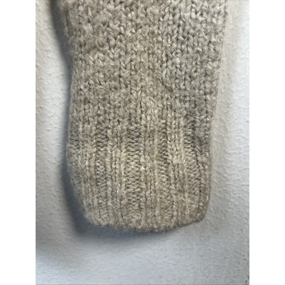 Zara Women's Tan Beige Alpaca Wool Knit Butterfly Sequin Beaded Sweater small - Picture 4 of 12